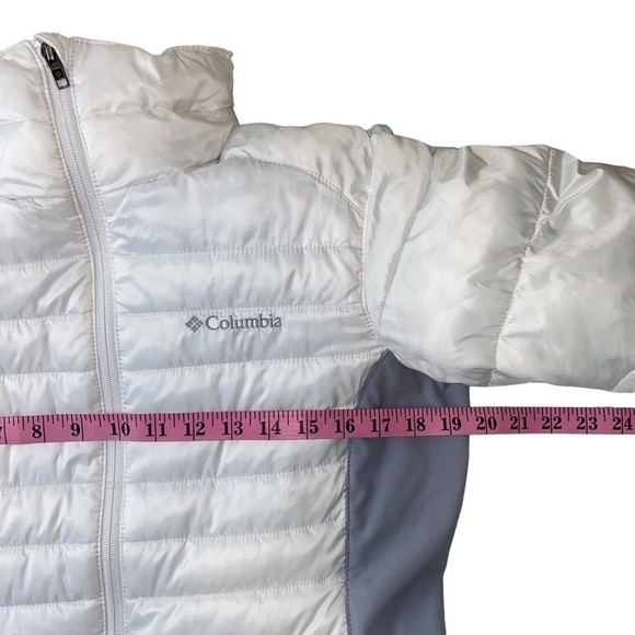 Columbia Jacket Powder Pillow Lightweight White and Gray Insulated Hybrid Coat - Picture 7 of 9